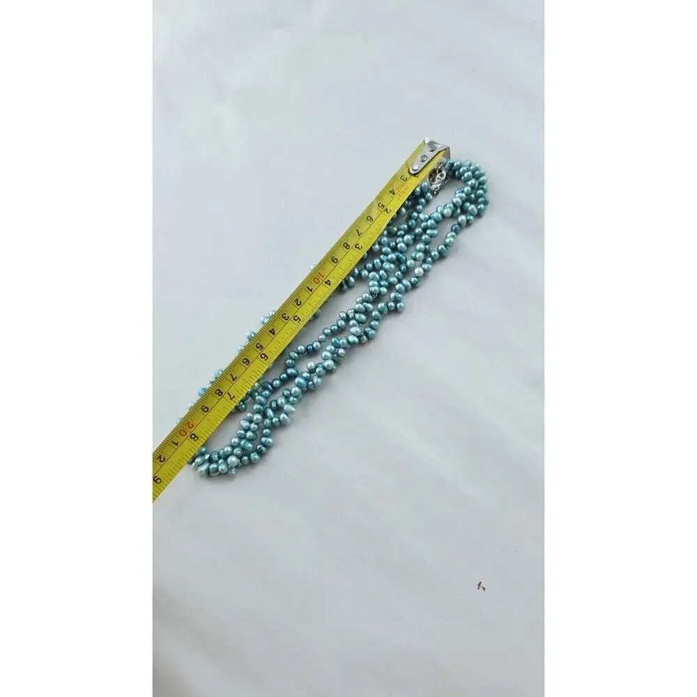 Genuine rice Pearl 3 strand Choker Necklace 16